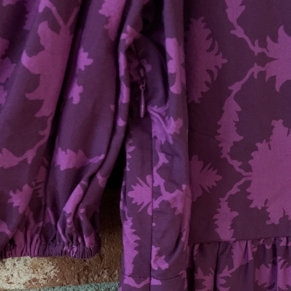 Emily Lovelock Purple Floral Patterned Puff Sleeve Women's Dress - Picture 7 of 9